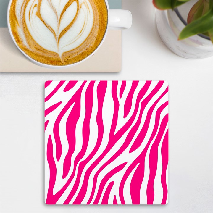 Pink Fucsia Zebra Vibes Animal Print UV Print Square Tile Coaster 