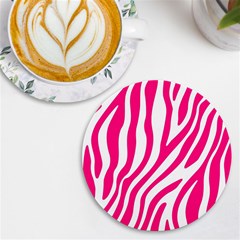 Pink Fucsia Zebra Vibes Animal Print Uv Print Round Tile Coaster by ConteMonfrey