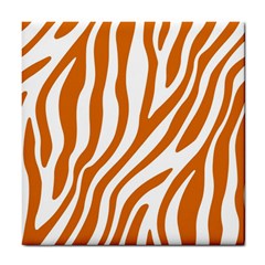 Orange Zebra Vibes Animal Print   Tile Coaster by ConteMonfrey