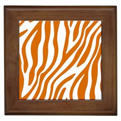 Orange Zebra Vibes Animal Print   Framed Tile by ConteMonfrey