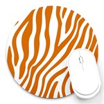 Orange Zebra Vibes Animal Print   Round Mousepad Front