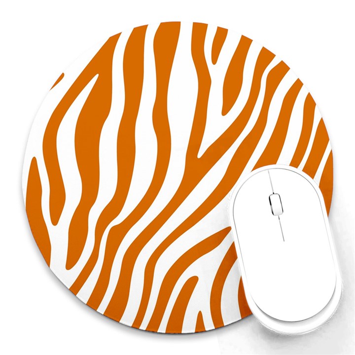 Orange Zebra Vibes Animal Print   Round Mousepad