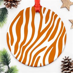 Orange Zebra Vibes Animal Print   Ornament (round) by ConteMonfrey