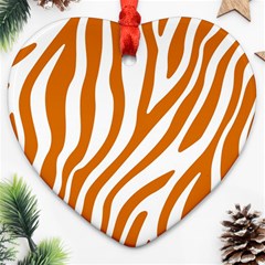 Orange Zebra Vibes Animal Print   Ornament (heart) by ConteMonfrey