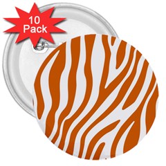 Orange Zebra Vibes Animal Print   3  Buttons (10 Pack)  by ConteMonfrey