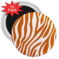 Orange Zebra Vibes Animal Print   3  Magnets (10 Pack)  by ConteMonfrey