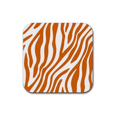 Orange Zebra Vibes Animal Print   Rubber Coaster (square) by ConteMonfrey