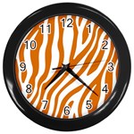 Orange Zebra Vibes Animal Print   Wall Clock (Black) Front