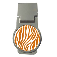 Orange Zebra Vibes Animal Print   Money Clips (round)  by ConteMonfrey