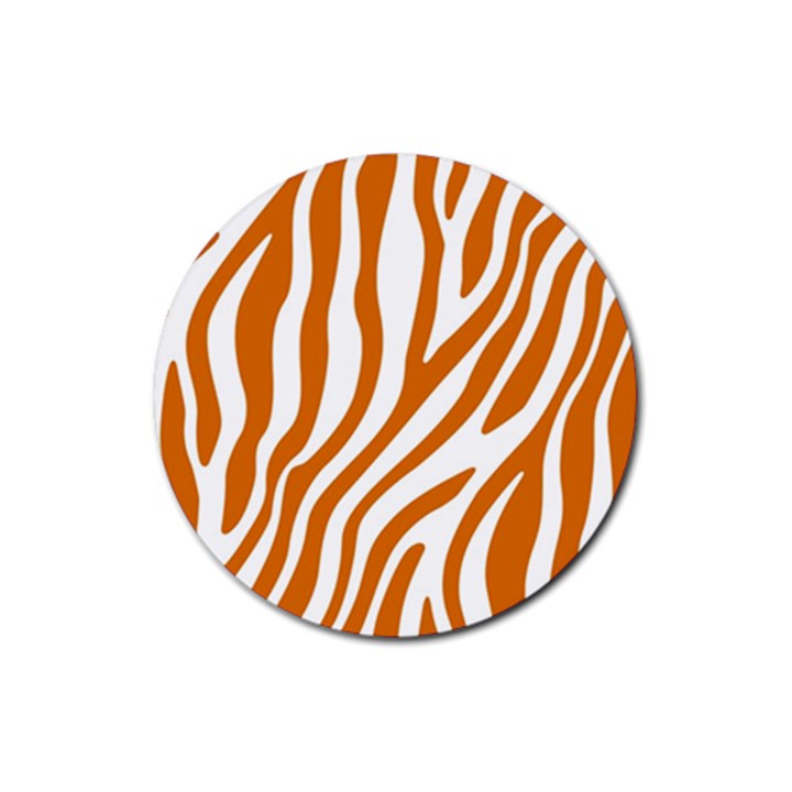 Orange Zebra Vibes Animal Print   Rubber Coaster (Round)