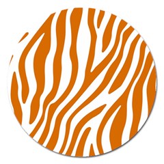 Orange Zebra Vibes Animal Print   Magnet 5  (round) by ConteMonfrey