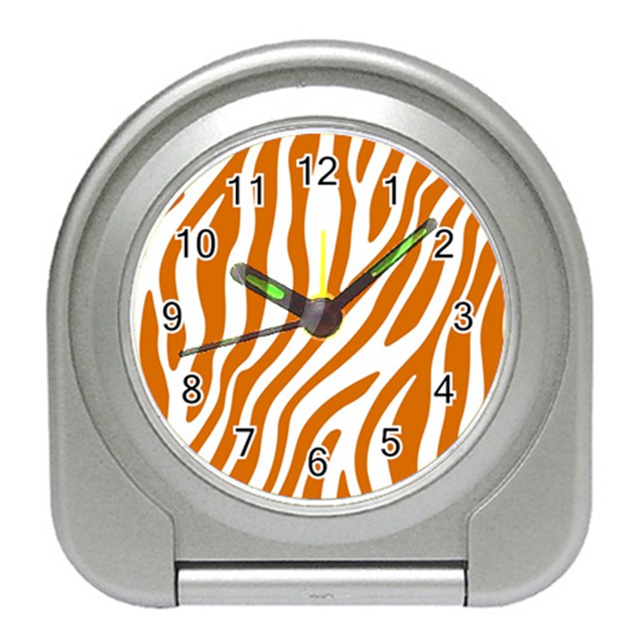 Orange Zebra Vibes Animal Print   Travel Alarm Clock