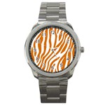 Orange Zebra Vibes Animal Print   Sport Metal Watch Front