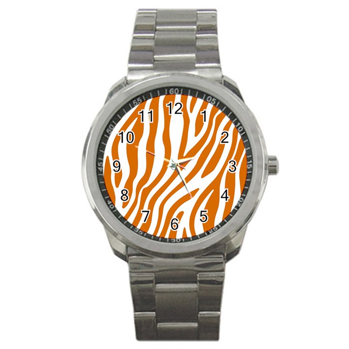 Orange Zebra Vibes Animal Print   Sport Metal Watch