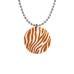 Orange Zebra Vibes Animal Print   1  Button Necklace by ConteMonfrey