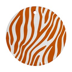 Orange Zebra Vibes Animal Print   Round Ornament (two Sides) by ConteMonfrey