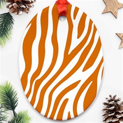 Orange Zebra Vibes Animal Print   Oval Ornament (two Sides) by ConteMonfrey