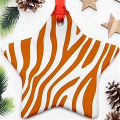 Orange Zebra Vibes Animal Print   Star Ornament (two Sides) by ConteMonfrey