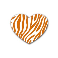 Orange Zebra Vibes Animal Print   Rubber Coaster (heart) by ConteMonfrey