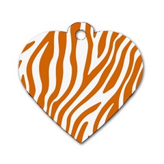 Orange Zebra Vibes Animal Print   Dog Tag Heart (two Sides) by ConteMonfrey