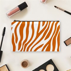 Orange Zebra Vibes Animal Print   Cosmetic Bag (medium) by ConteMonfrey