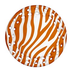 Orange Zebra Vibes Animal Print   Ornament (round Filigree) by ConteMonfrey