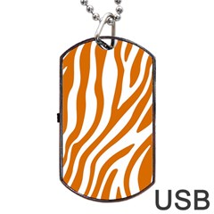 Orange Zebra Vibes Animal Print   Dog Tag Usb Flash (one Side) by ConteMonfrey