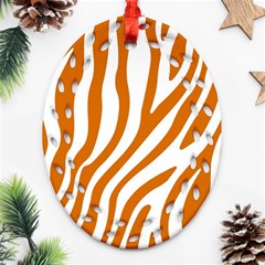 Orange Zebra Vibes Animal Print   Ornament (oval Filigree) by ConteMonfrey