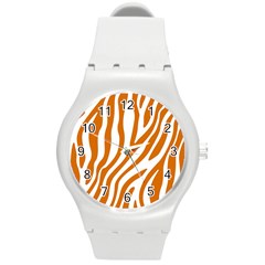 Orange Zebra Vibes Animal Print   Round Plastic Sport Watch (m) by ConteMonfrey