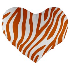 Orange Zebra Vibes Animal Print   Large 19  Premium Heart Shape Cushions by ConteMonfrey