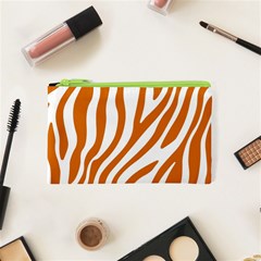 Orange Zebra Vibes Animal Print   Cosmetic Bag (xs) by ConteMonfrey