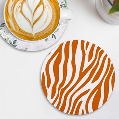 Orange Zebra Vibes Animal Print   Uv Print Round Tile Coaster by ConteMonfrey