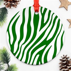 Dark Green Zebra Vibes Animal Print Ornament (round) by ConteMonfrey