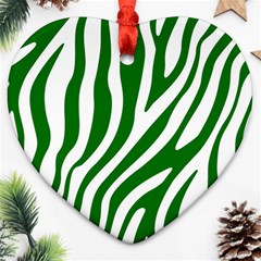 Dark Green Zebra Vibes Animal Print Ornament (heart) by ConteMonfrey