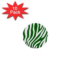 Dark Green Zebra Vibes Animal Print 1  Mini Buttons (10 Pack)  by ConteMonfrey