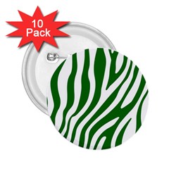 Dark Green Zebra Vibes Animal Print 2 25  Buttons (10 Pack)  by ConteMonfrey