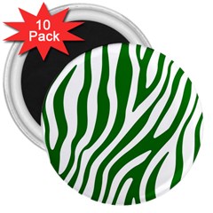 Dark Green Zebra Vibes Animal Print 3  Magnets (10 Pack)  by ConteMonfrey