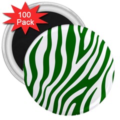 Dark Green Zebra Vibes Animal Print 3  Magnets (100 Pack) by ConteMonfrey