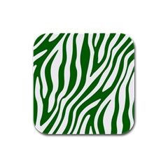 Dark Green Zebra Vibes Animal Print Rubber Square Coaster (4 Pack) by ConteMonfrey