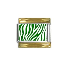 Dark Green Zebra Vibes Animal Print Gold Trim Italian Charm (9mm)