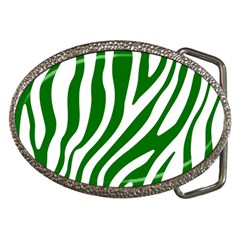 Dark Green Zebra Vibes Animal Print Belt Buckles by ConteMonfrey