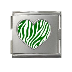 Dark Green Zebra Vibes Animal Print Mega Link Heart Italian Charm (18mm) by ConteMonfrey