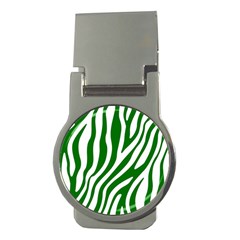 Dark Green Zebra Vibes Animal Print Money Clips (round)  by ConteMonfrey