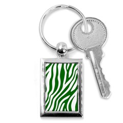 Dark Green Zebra Vibes Animal Print Key Chain (rectangle) by ConteMonfrey