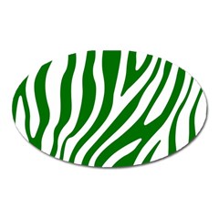 Dark Green Zebra Vibes Animal Print Oval Magnet by ConteMonfrey