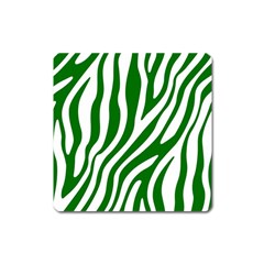 Dark Green Zebra Vibes Animal Print Square Magnet by ConteMonfrey