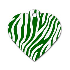 Dark Green Zebra Vibes Animal Print Dog Tag Heart (one Side) by ConteMonfrey