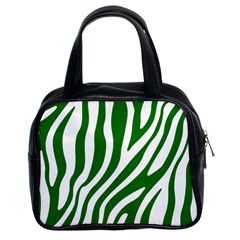 Dark Green Zebra Vibes Animal Print Classic Handbag (two Sides) by ConteMonfrey