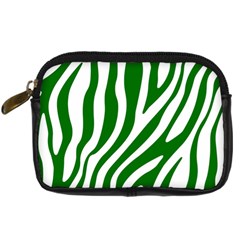 Dark Green Zebra Vibes Animal Print Digital Camera Leather Case by ConteMonfrey