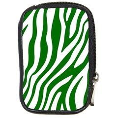 Dark Green Zebra Vibes Animal Print Compact Camera Leather Case by ConteMonfrey